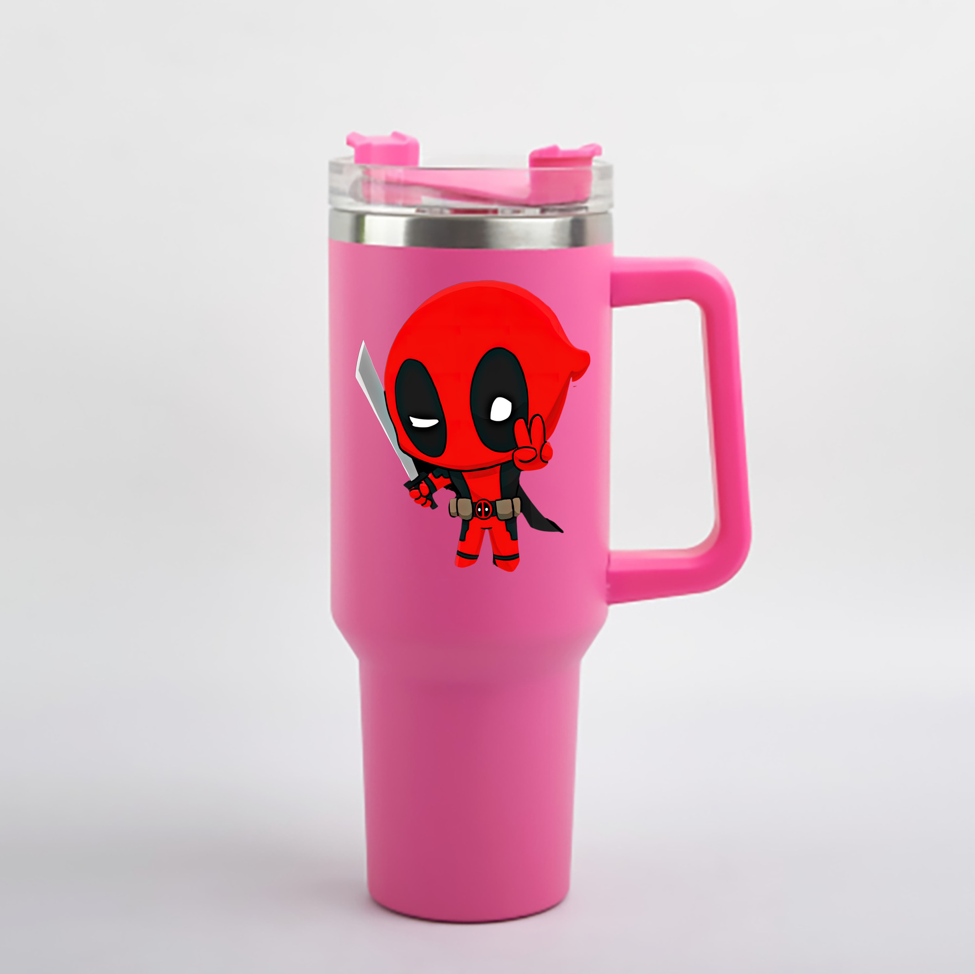 （画像用） Deadpool デッドプール 1200mL車用タンブラー - クリスタルステッカー（プラスチックストロー付き）